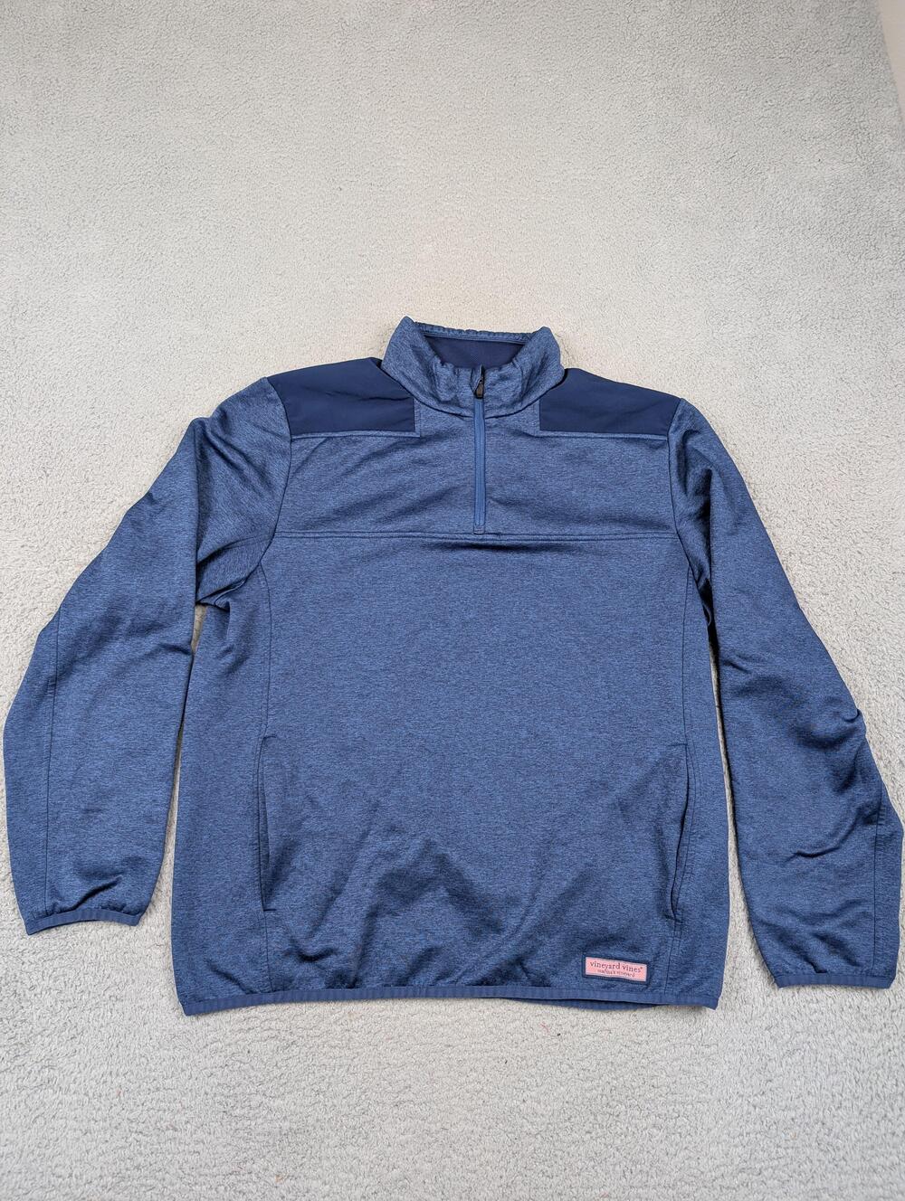 Vineyard Vines Pullover Mens Medium Blue Quarter Zip Performance Whale Logo Golf